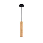 Lampada a sospensione LED cilindrica in legno di quercia minimalista moderna per soggiorno e camera da letto