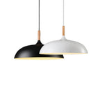Lampada a sospensione a cupola in metallo e legno minimalista moderna con 1 luce per sala da pranzo e soggiorno