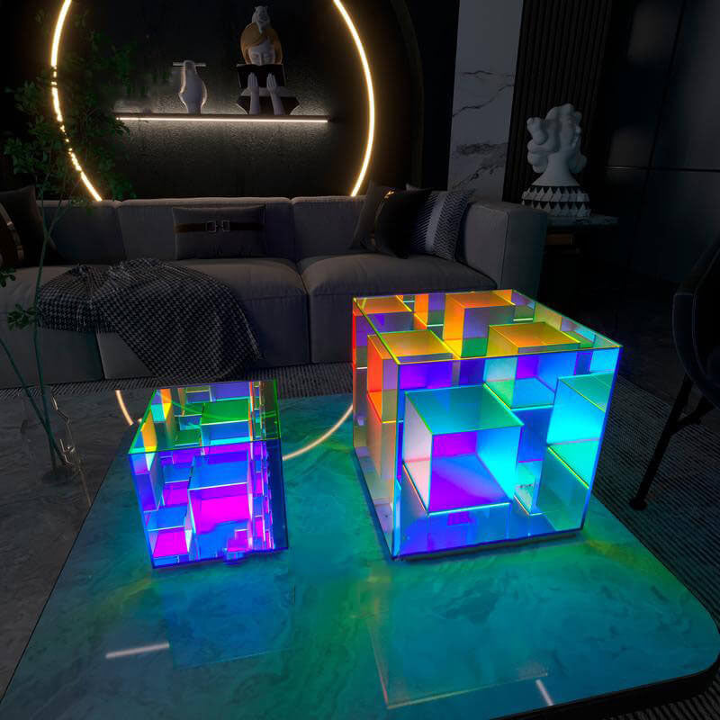 Lampada da Tavolo LED Rubik's Cube RGB in Acrilico Moderno