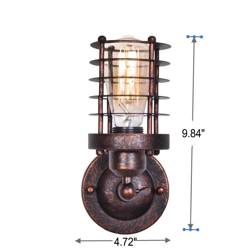 Applique da Parete in Ferro Battuto Industriale Retro del Nord con 1 Luce