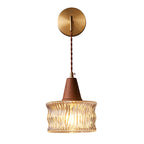 Applique da parete in vetro, noce tradizionale giapponese, cilindro in rame, lampada a 1 luce
