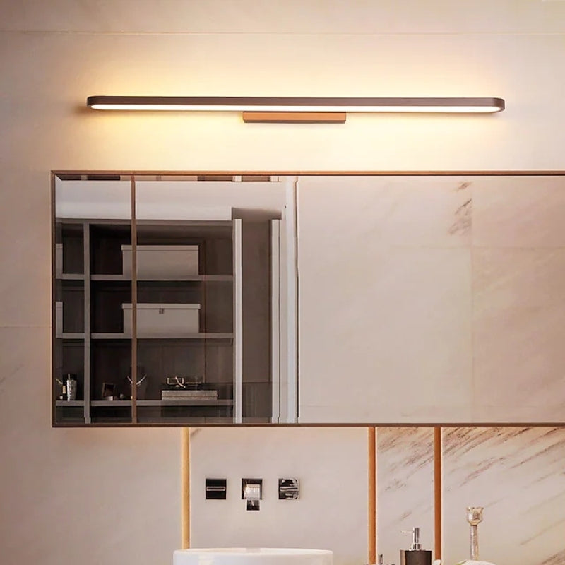 Lampada da Parete Moderna in Metallo Luxa con Specchio Frontale, Curvata, Nera/Caffè
