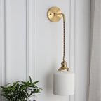 Applique da Parete Lampada in Ottone Lucite Minimalista Retro Giapponese a Cilindro Ovale con 1 Luce