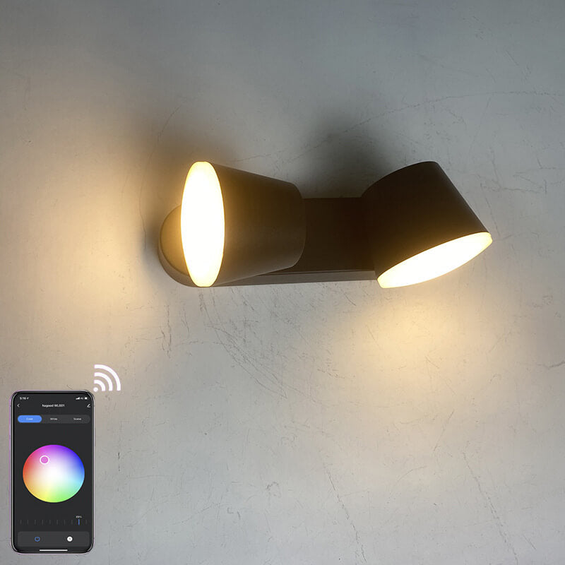 Applique da Esterno a LED Regolabile in Alluminio Industriale Contemporaneo con Doppia Testa Impermeabile per Patio