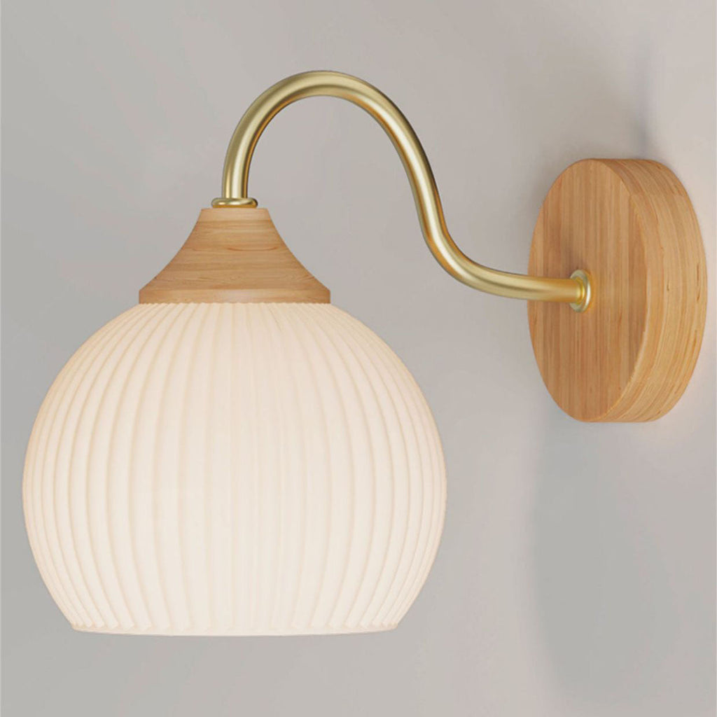 Applique da Parete Rotonda in Vetro e Ferro Striato Nordic Contemporaneo con 1 Luce per Soggiorno e Camera da Letto