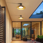Lampada da soffitto semincassata rotonda in acciaio carbonizzato scandinavo contemporaneo impermeabile a 1 luce per patio all'aperto
