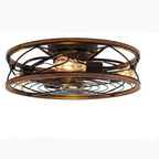 Moderno Nordic Industrial Lampada a Soffitto con Ventilatore Invisibile in Ferro Battuto a Cilindro con 4 Luci per Soggiorno