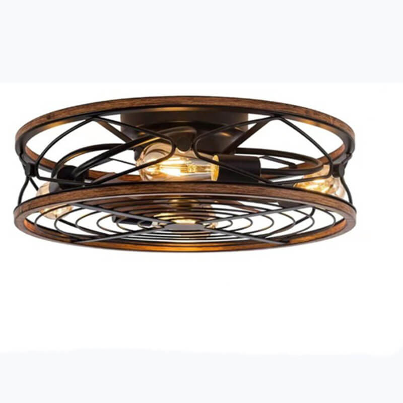 Moderno Nordic Industrial Lampada a Soffitto con Ventilatore Invisibile in Ferro Battuto a Cilindro con 4 Luci per Soggiorno