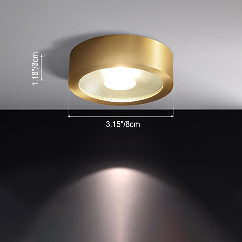 Faretto LED Moderno in Ottone Cilindrico da Soffitto