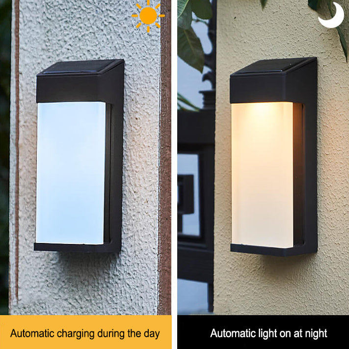 Lampada da Parete LED Solare Quadrata in Vetro Opalino Impermeabile per Esterni