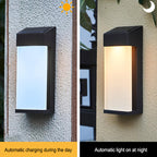 Lampada da Parete LED Solare Quadrata in Vetro Opalino Impermeabile per Esterni