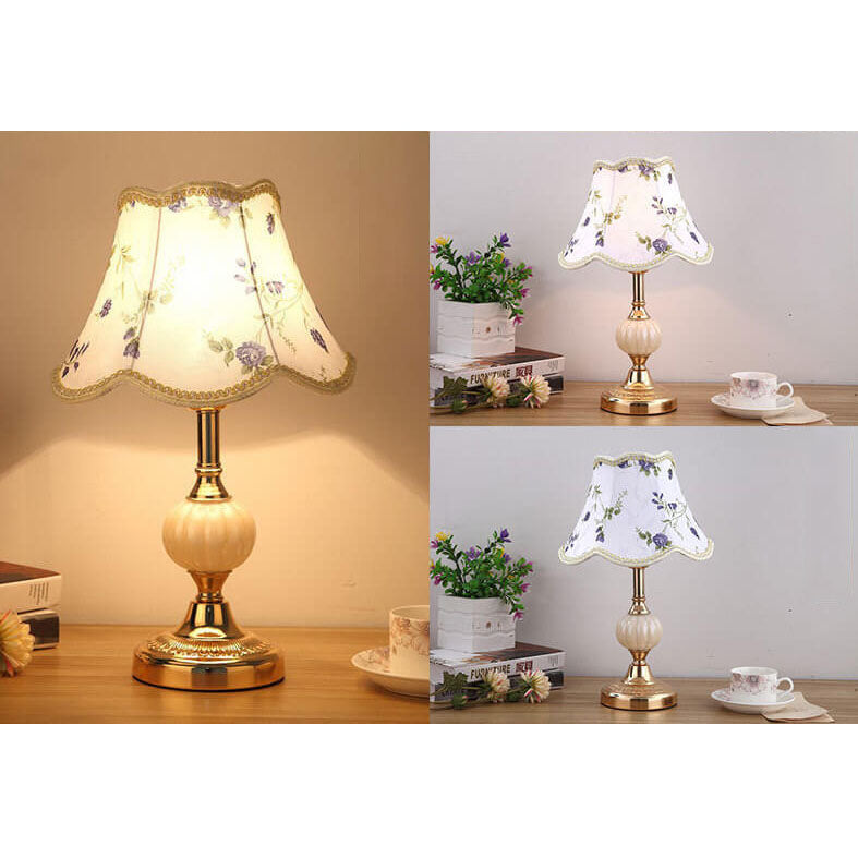 Lampada da Tavolo in Vetro Vintage Florale Nordico con 1 Luce