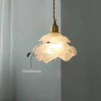 Lampada a sospensione LED 1 luce in vetro petalo vintage francese