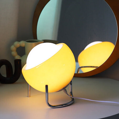 Lampada da Tavolo Contemporanea Nordica in Vetro Arancione con 1 Luce per Camera da Letto