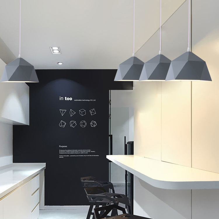 Moderna Lampada a Sospensione in Ferro Geometrica a Rombo con 1 Luce