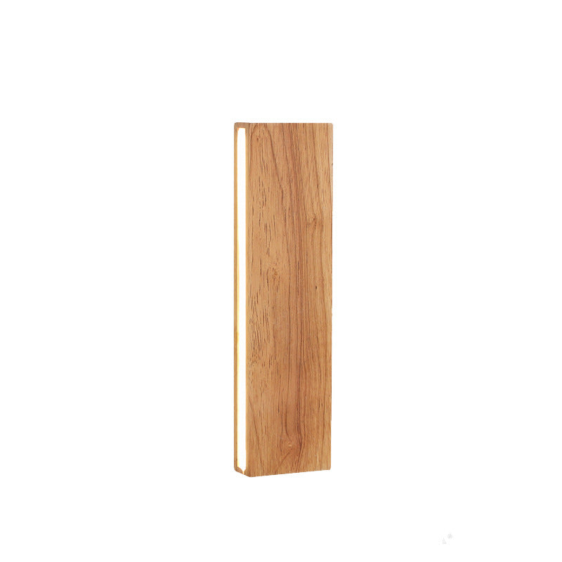 Applique da Parete Lampada LED Acrilico in Legno Massello Rettangolare Piatto Rotabile Nordico Contemporaneo