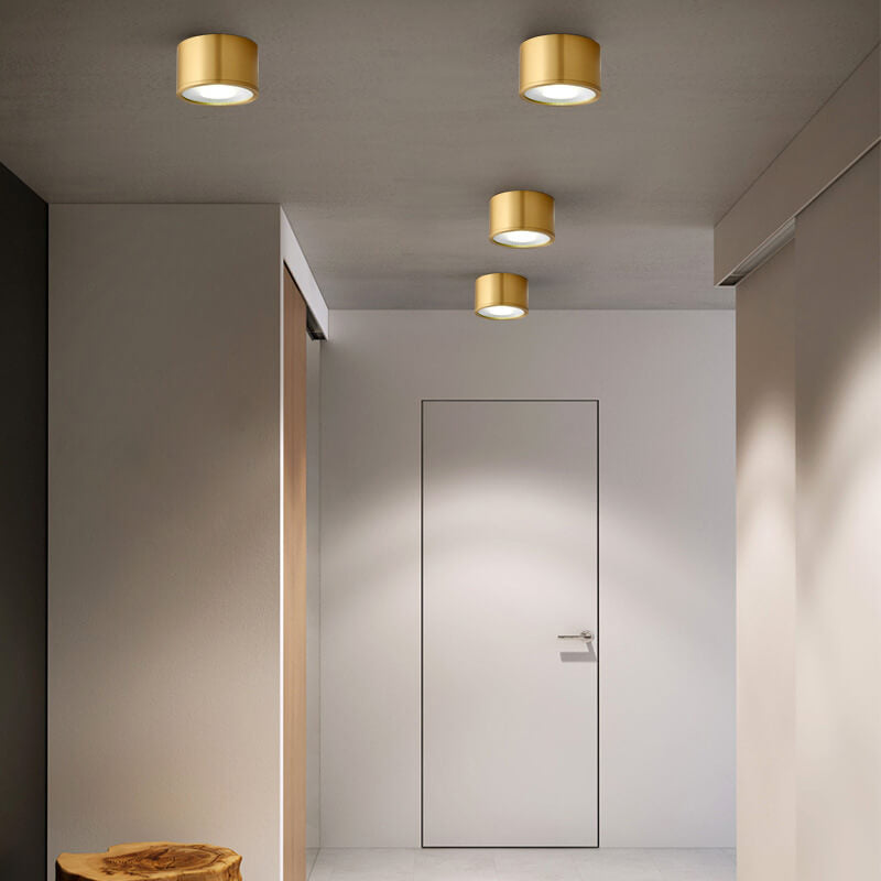 Faretto LED Moderno in Ottone Cilindrico da Soffitto