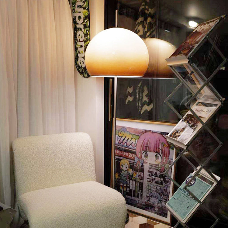 Lampada da Terra in Vetro a 2 Luci Stile Contemporaneo Retro Fungo per Soggiorno