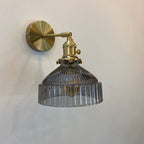 Lampada da Parete con Ombrello in Vetro a Cupola Nordica in Ottone con 1 Luce