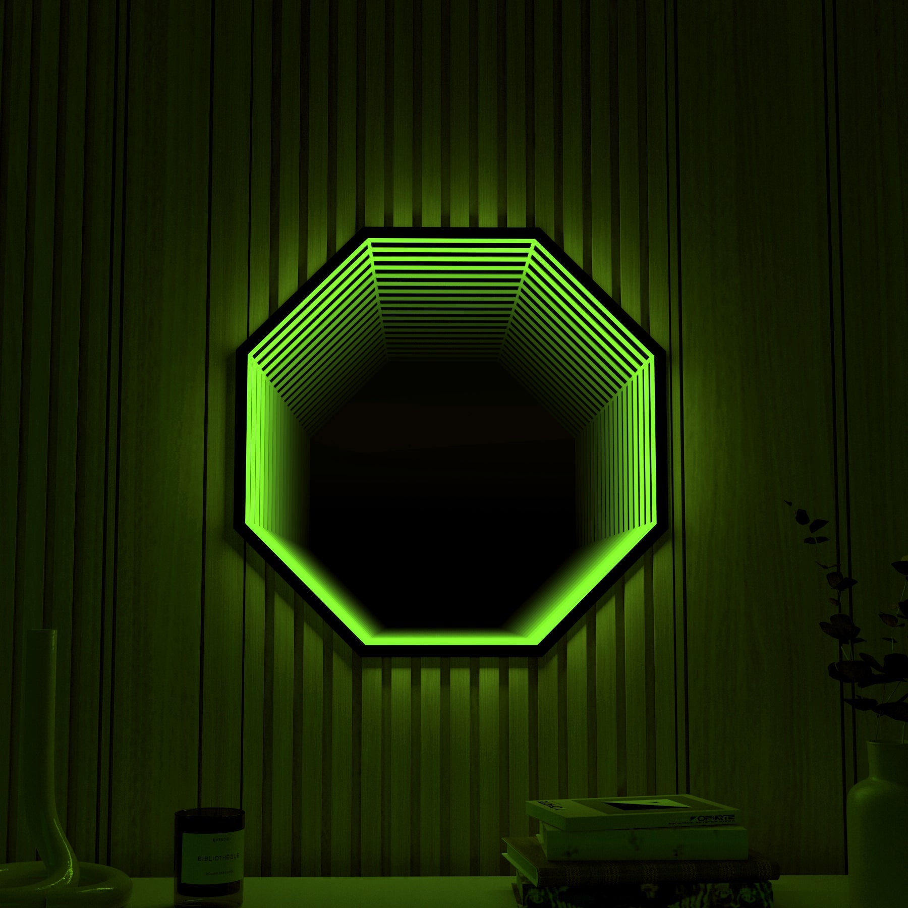 Specchio Luminoso Ottagonale 3D