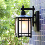 Lampada da parete a 1 luce a forma di padiglione cinese in alluminio solare impermeabile moderna