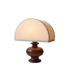 Lampada da Tavolo Vintage in Legno Massello e Tessuto 1 Luce Wabi-sabi Giapponese