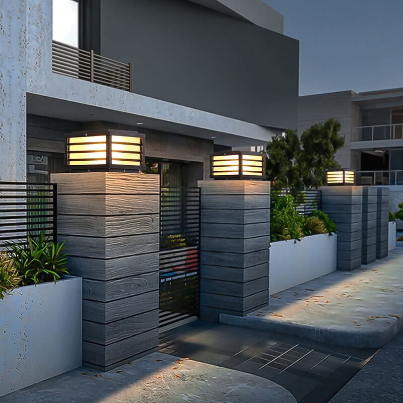 Illuminazione paesaggistica moderna minimalista impermeabile a energia solare in alluminio quadrato con LED per giardino