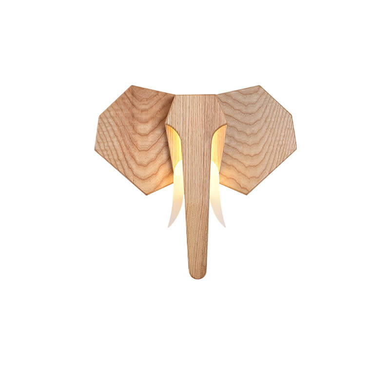 Lampada da parete LED a forma di elefante in legno massello creativo nordico