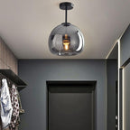 Lampada da soffitto semi-incassata in vetro e ferro a sfera, stile nordico contemporaneo, 1 luce per soggiorno