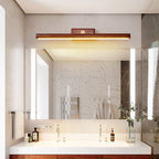 Specchio da bagno LED a cilindro in legno di faggio e rame, lampada da parete minimalista nordica per soggiorno e bagno