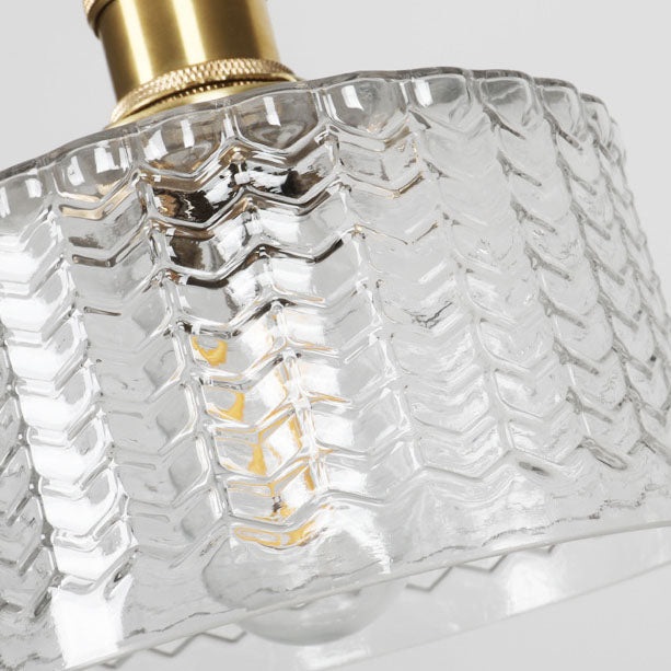 Lampada a Sospensione Tradizionale Giapponese in Ottone con Vetro, 1 Luce per Soggiorno