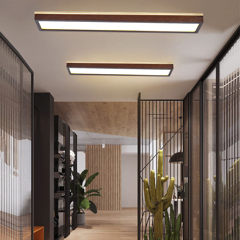 Lampada da soffitto LED rettangolare minimalista giapponese in noce