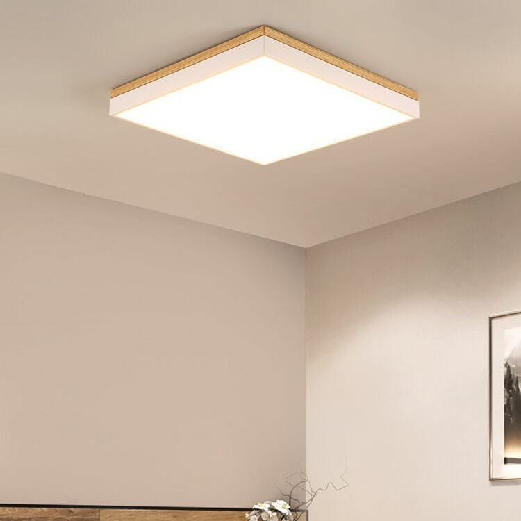 Lampada da soffitto LED quadrata rettangolare in legno massello acrilico minimalista moderna per soggiorno