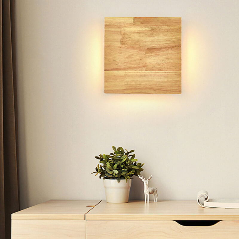 Lampada da Parete LED Rettangolare in Legno Wabi-sabi Giapponese