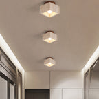 Colonna in Travertino Giallo Wabi-Sabi Giapponese Legno 1-Luce Semi-Flush Mount Lampada da Soffitto