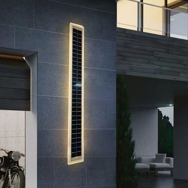 Lampada da Parete LED Solare Rettangolare Impermeabile in Alluminio e Acrilico Minimalista Moderna per Esterni