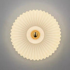 Applique da parete rotonda in vetro a strisce di ferro nordico contemporaneo con 1 luce per soggiorno