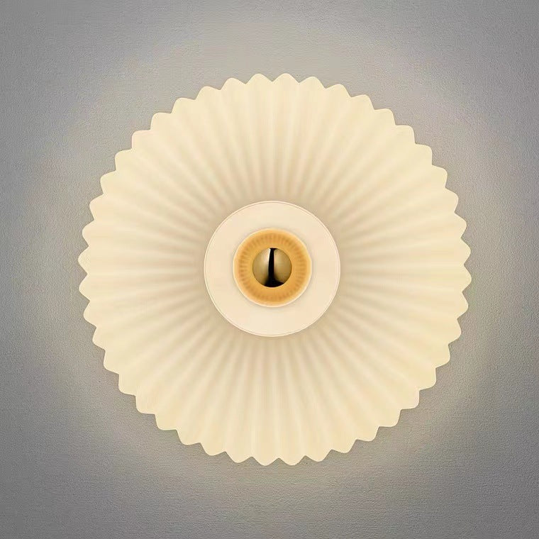 Applique da parete rotonda in vetro a strisce di ferro nordico contemporaneo con 1 luce per soggiorno