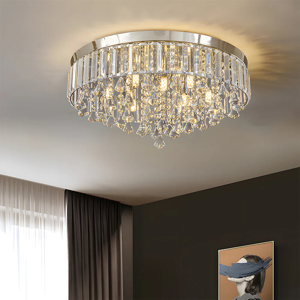 Moderna Luce da Soffitto Rotonda in Cristallo