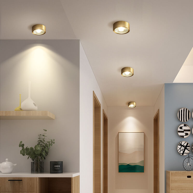 Luce a soffitto LED ultra-sottile in rame di lusso moderno per corridoio