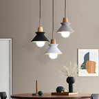 Lampada a Sospensione Minimalista Nordica in Legno e Cemento con 1 Luce