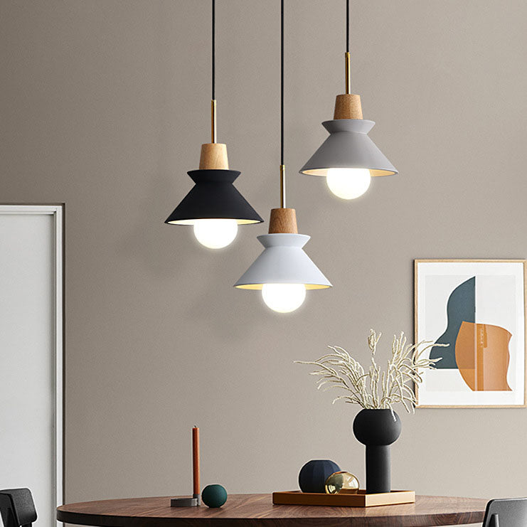 Lampada a Sospensione Minimalista Nordica in Legno e Cemento con 1 Luce
