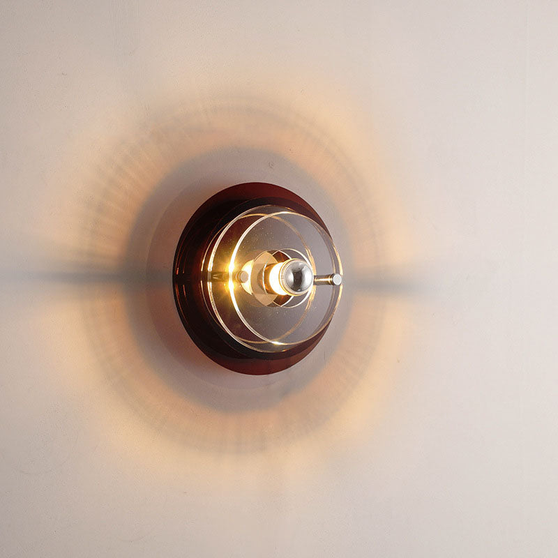 Applique da parete a forma di disco volante in ferro e acrilico colorato contemporaneo per sala di intrattenimento con 1 luce