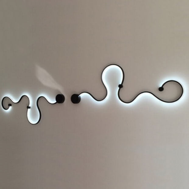 Lampada da Parete Curva LED Moderna in Alluminio a Forma di Serpente con 1 Luce
