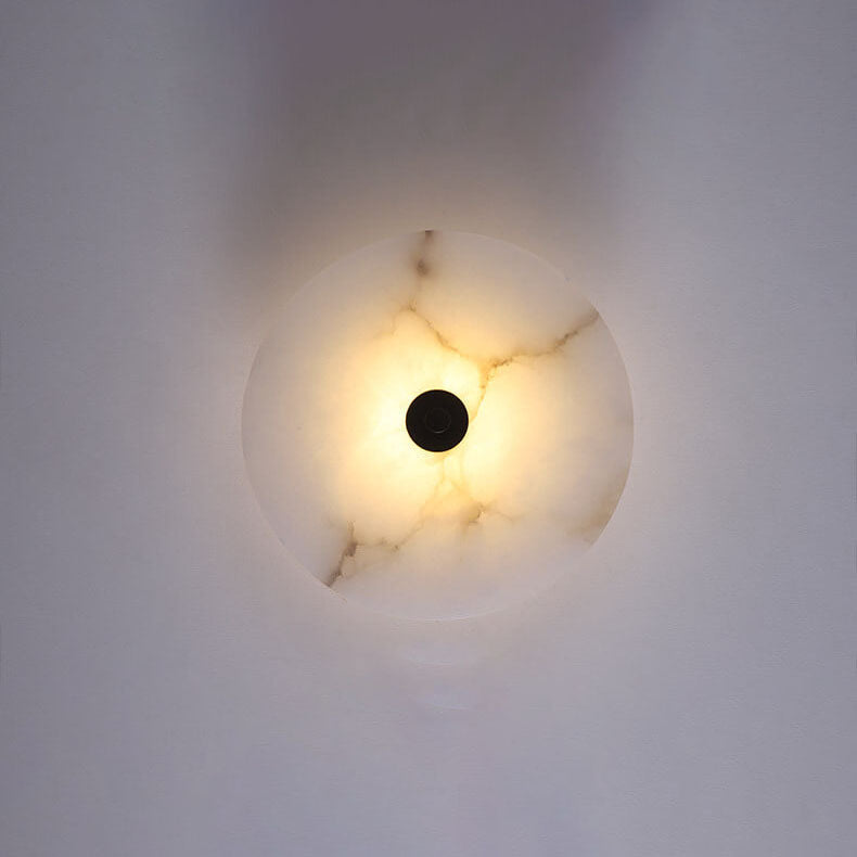 Lampada da parete LED in marmo rotondo di lusso contemporaneo in ferro per soggiorno e camera da letto