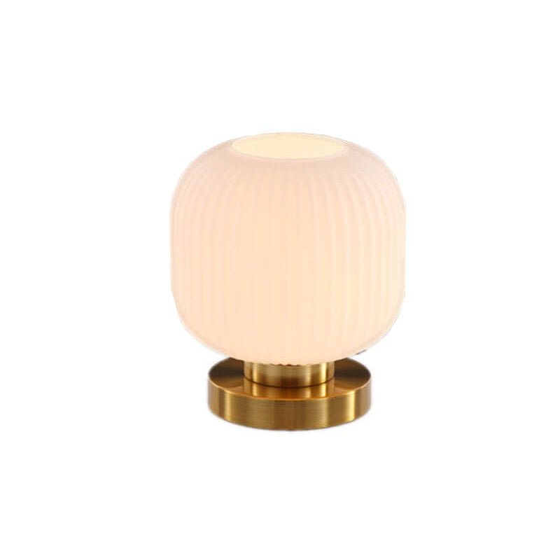 Lampada da Tavolo Ovale in Vetro Striato Nordico con Design a 1 Luce