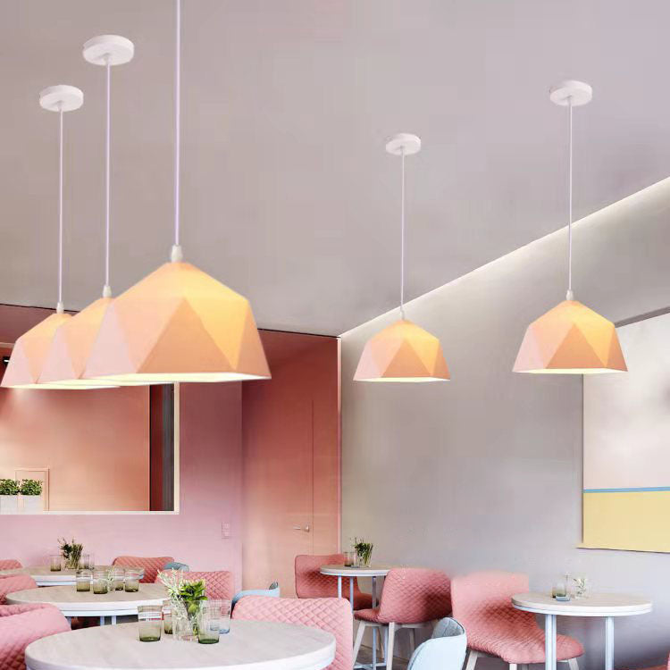 Moderna Lampada a Sospensione in Ferro Geometrica a Rombo con 1 Luce