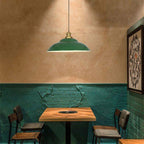 Lampada a sospensione industriale vintage in ferro verde a cono con 1 luce