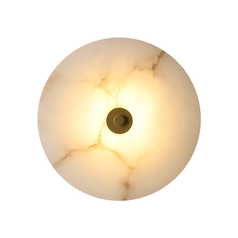 Lampada da parete LED in marmo rotondo di lusso contemporaneo in ferro per soggiorno e camera da letto