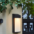 Lampada da Parete LED Solare Quadrata in Vetro Opalino Impermeabile per Esterni